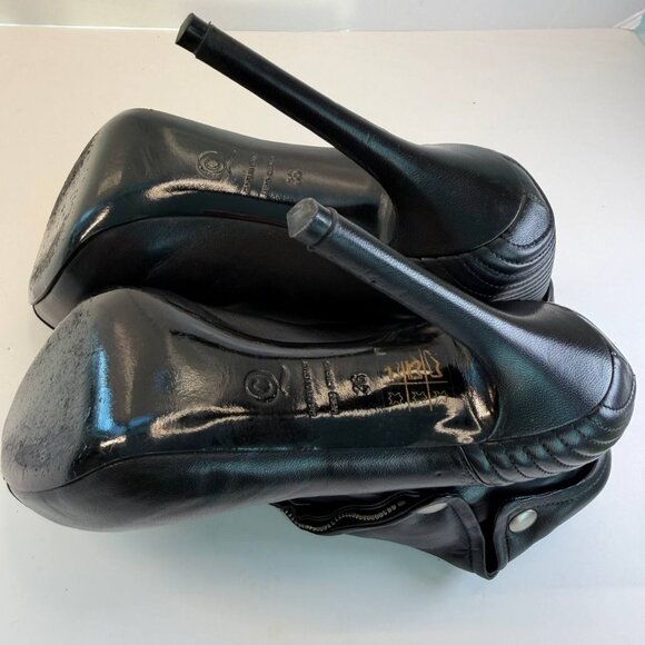 Alexander McQueen Leather Peep-Toe Platform Booties – Black – EU 36 - Picture 15 of 16